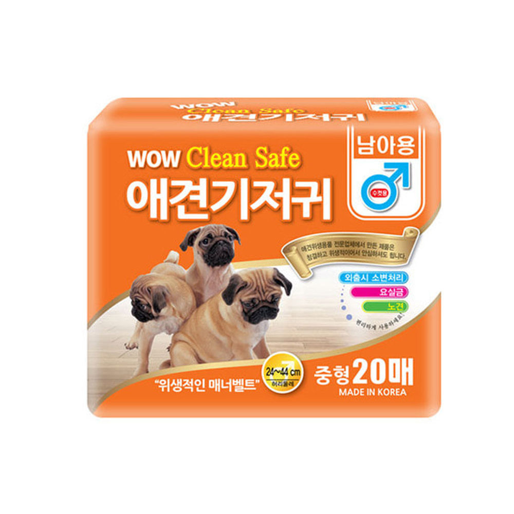 와우 클린세이프 수컷기저귀 중형 20매 강아지 기저귀
