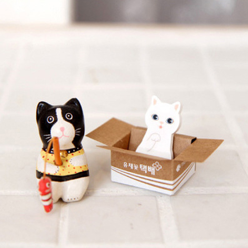 DIY 고양이 박스 점착 메모지 접착 포스트 마커 잇 떡메 다꾸 떡메모지 다이어리 꾸미기