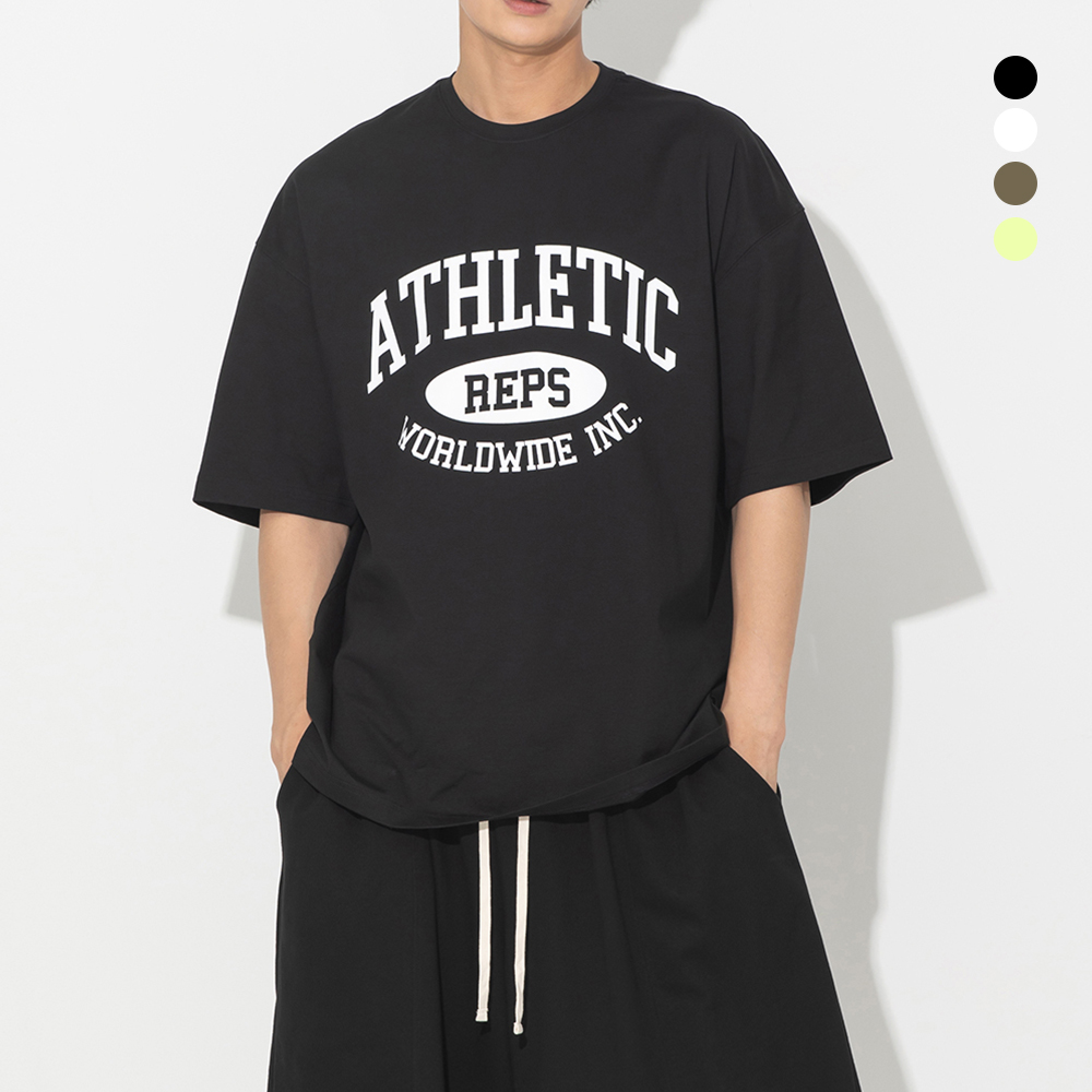 랩스온랩스 랩스온랩스 짐웨어 에슬레틱 아치 로고 오버핏 반팔 4컬러 라임