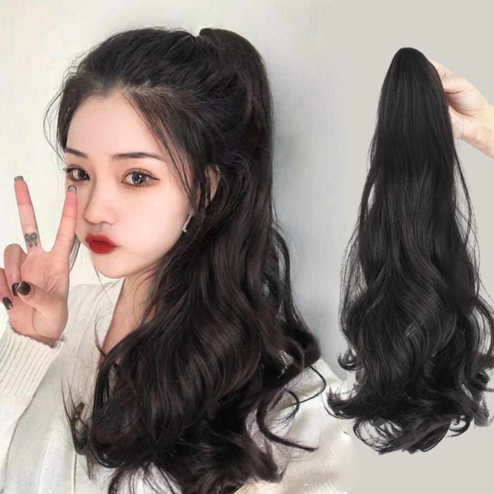 자연스런 포니테일 헤어피스 묶음머리 웨이브가발집게