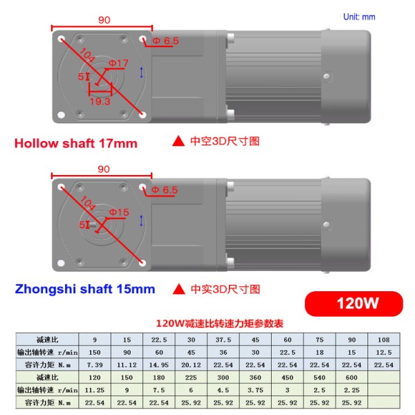 직각 기어드 모터 60W 220V 중원형Zhongshi 샤프트 속도 컨트롤 조절기
