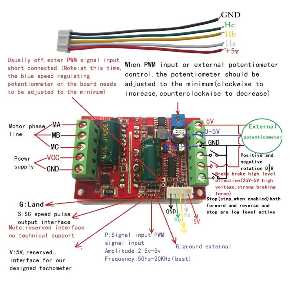 BLDC 3상 브러시리스 모터 컨트롤러 PWM 홀 제어 드라이버 보드 400W 간단한 작동 내구성 DC6-60V