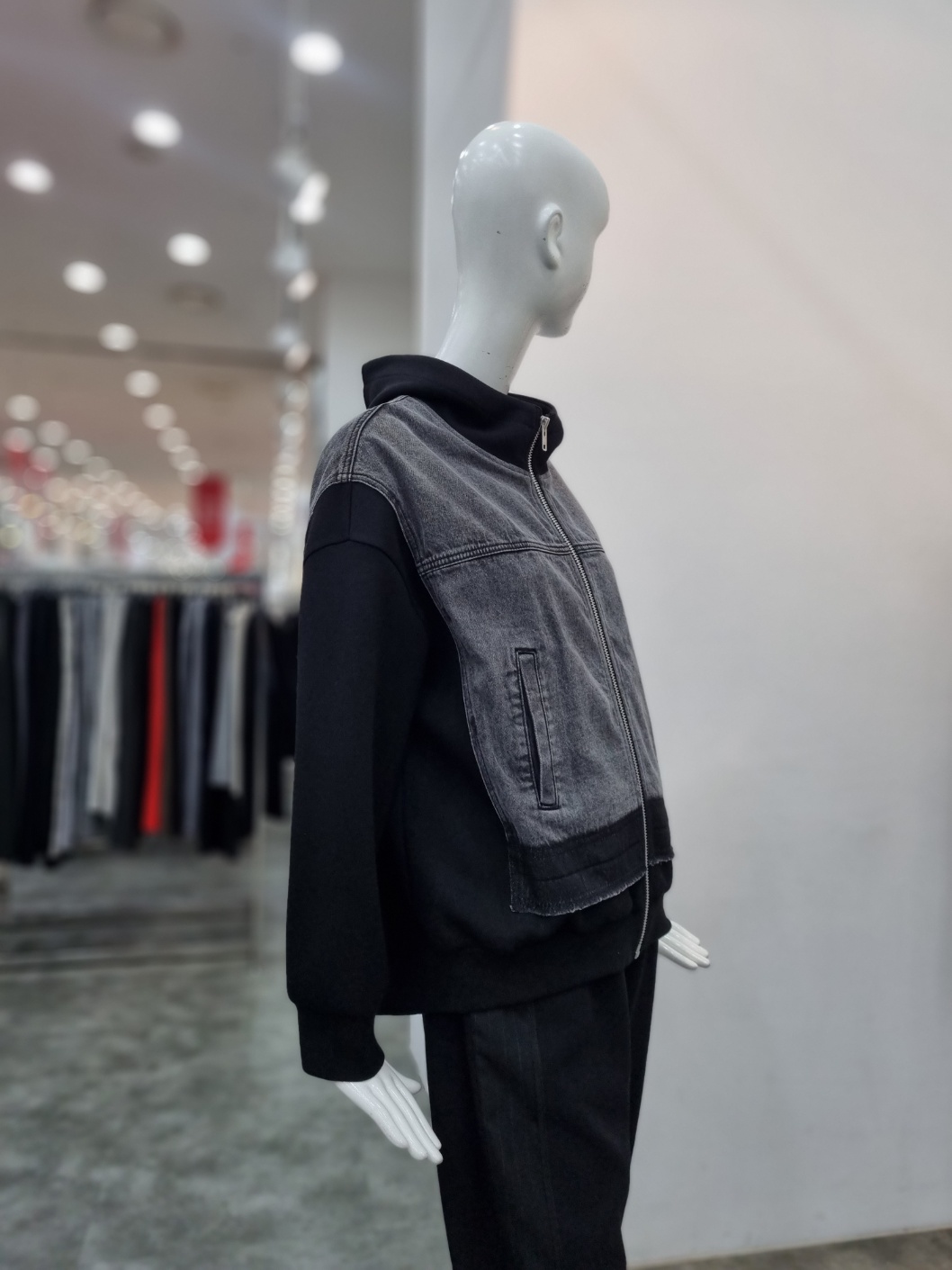 데무 반 후드넥 재킷 데님 배색 AW2209190