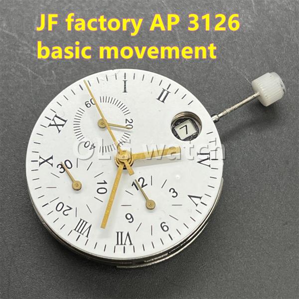 J 팩토리 AP 3126 기본 무브먼트 크로노그래프 12 시 초 자동 무브먼트 7750 교체 날짜 시계 부품 6 9 12