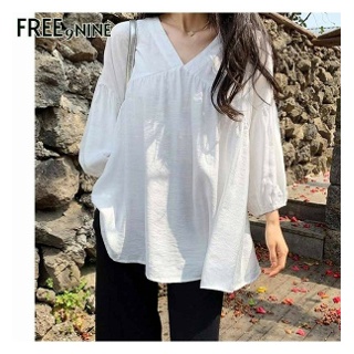 프리나인 브이넥플레어블라우스 FRB32078A