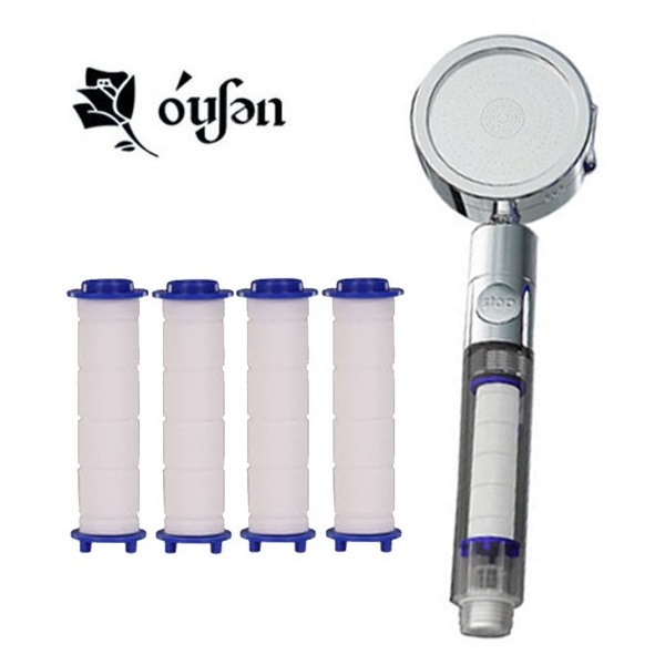 OSSION 오션 올크린 샤워기 1세트 염소 녹물 불순물제거 필터 수압상승 정수 원터치 절수