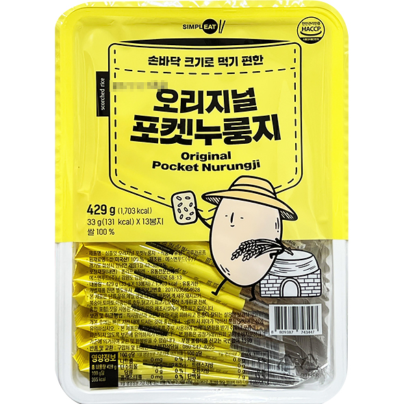 에스앤푸드 심플잇 오리지널 포켓 누룽지 429g