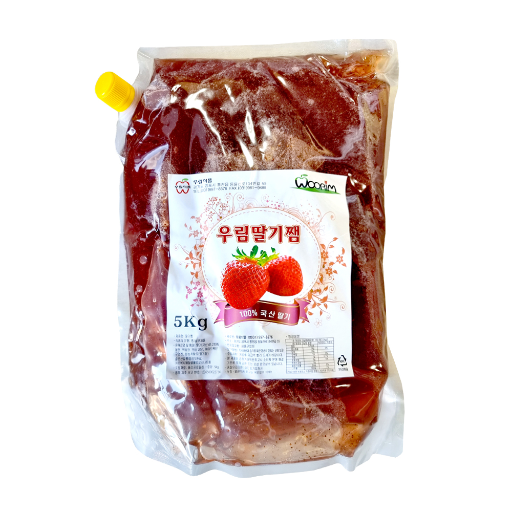 우림식품 우림 파우치 딸기쨈 5kg 대용량 와플용잼