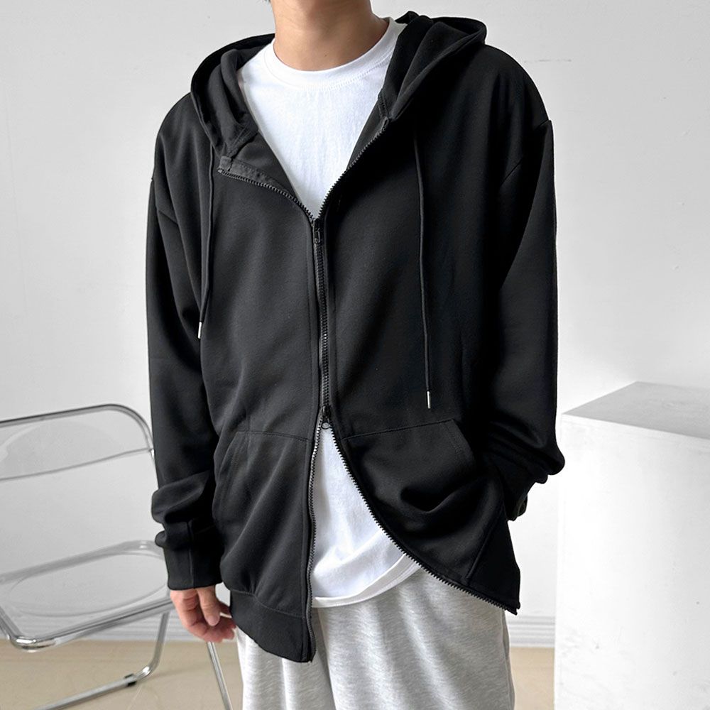 남자 후드 면 집업 자켓 긴팔 봄 가을 데일리 점퍼