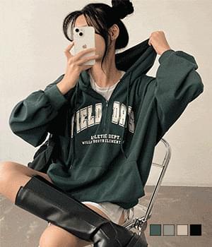 기프티박스 디데이 캐주얼 레터링 반집업 아노락 아방 오버핏 후드 티셔츠 긴팔티