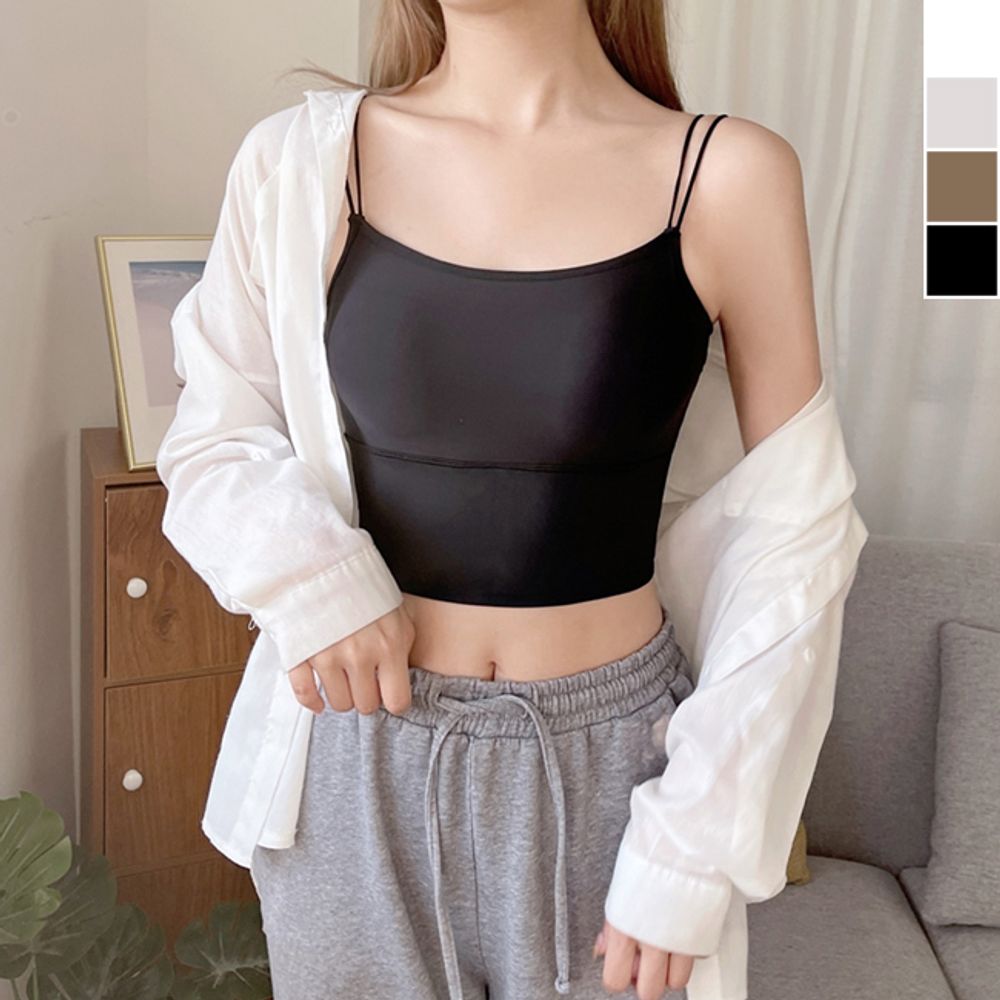 더블끈 캡나시 크롭 1P 여름 데일리 비치 나시