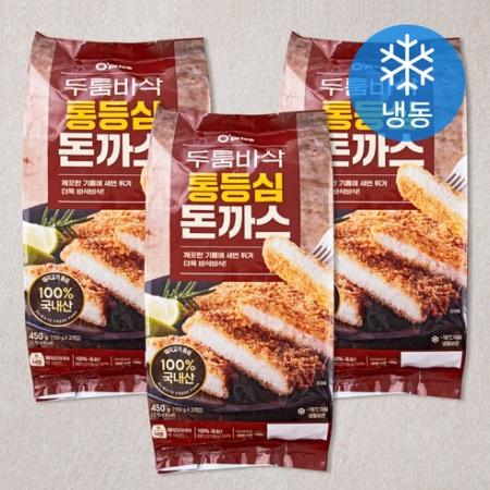 오프라이스 두툼바삭 통등심 돈까스 냉동 450g 3개