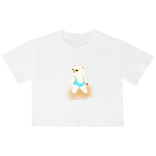 어썸어스 SAND BEACH BEAR 크롭 반팔 티셔츠