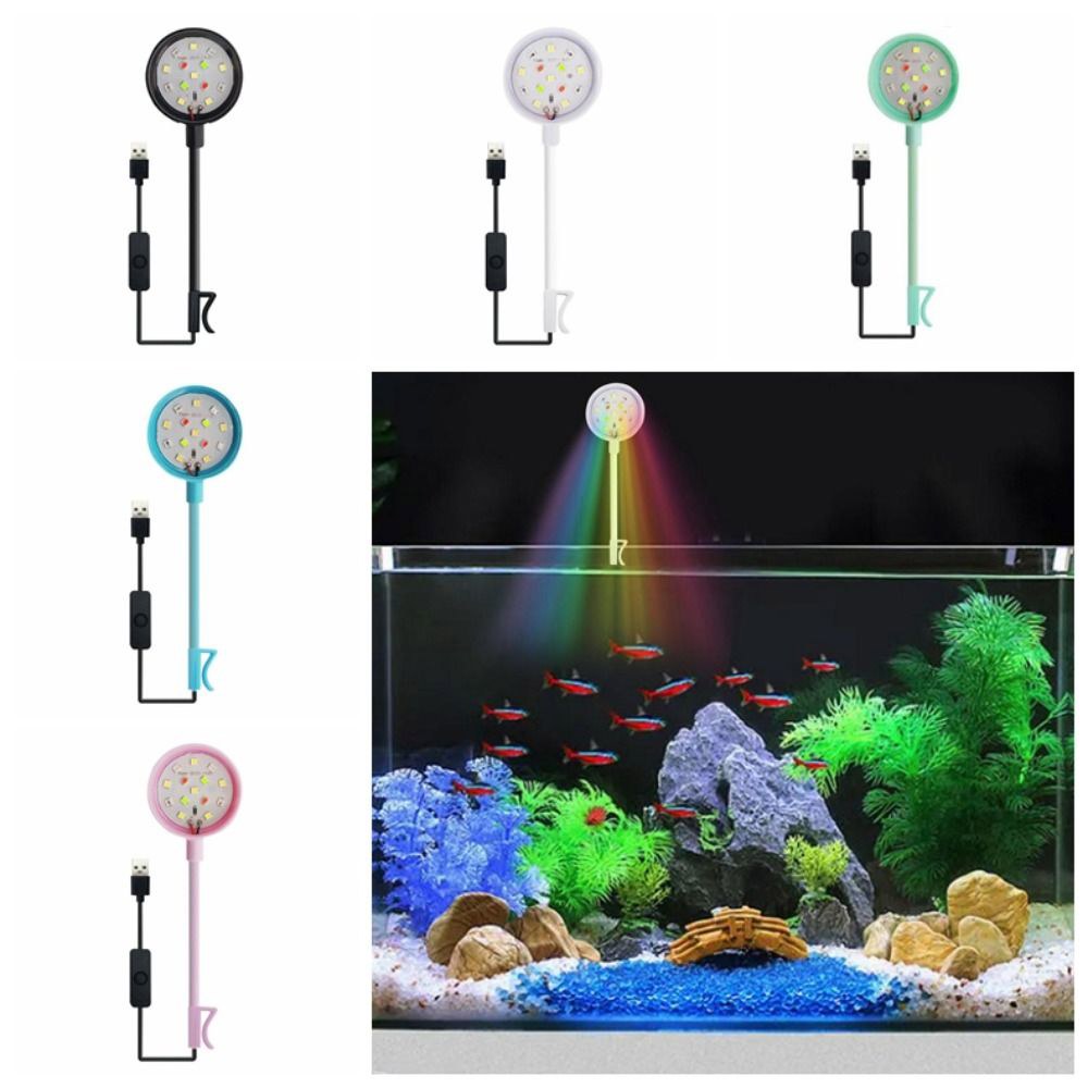 수족관 조명 USB 플러그 램프 클립 LED 식물 컬러 저전력 어항