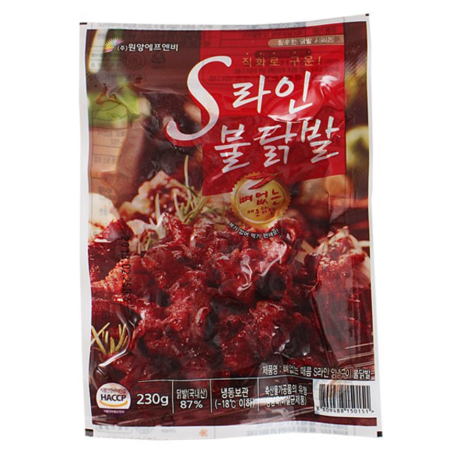 원앙에프엔비 국내산닭발 뼈없는송이불닭발 s라인양념닭발 230gX5팩 5개 230g