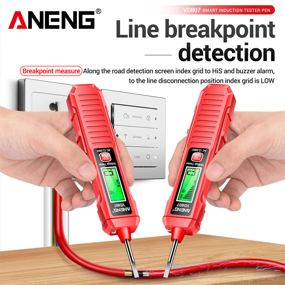 ANENG 스마트 전기 펜 테스터 NCV 센서 비접촉 와이어 감지기 도구 한 단어 유도 50Hz 60Hz AC VD807