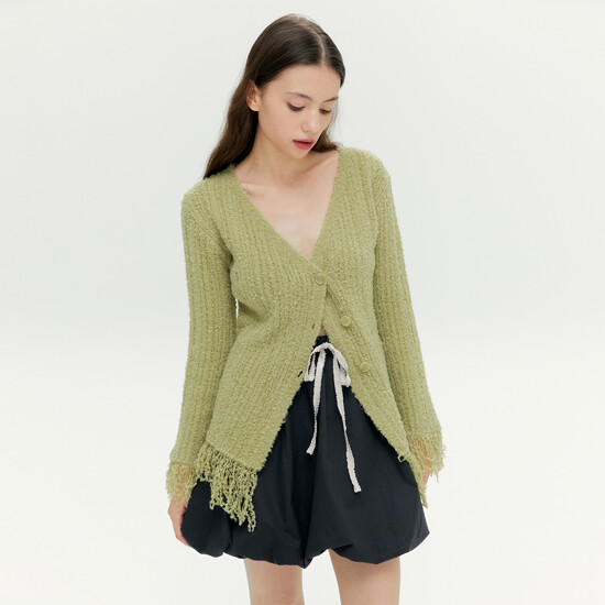 마가린핑거스 마가린핑거스 FRINGE KNIT CARDIGAN OLIVE