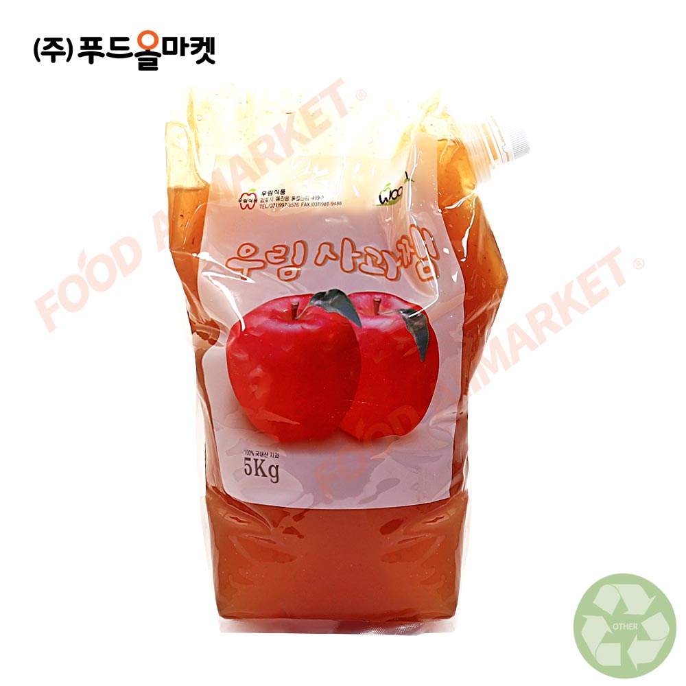 우림식품 우림 사과잼 5kg 파우치 한박스 5kg x 3ea
