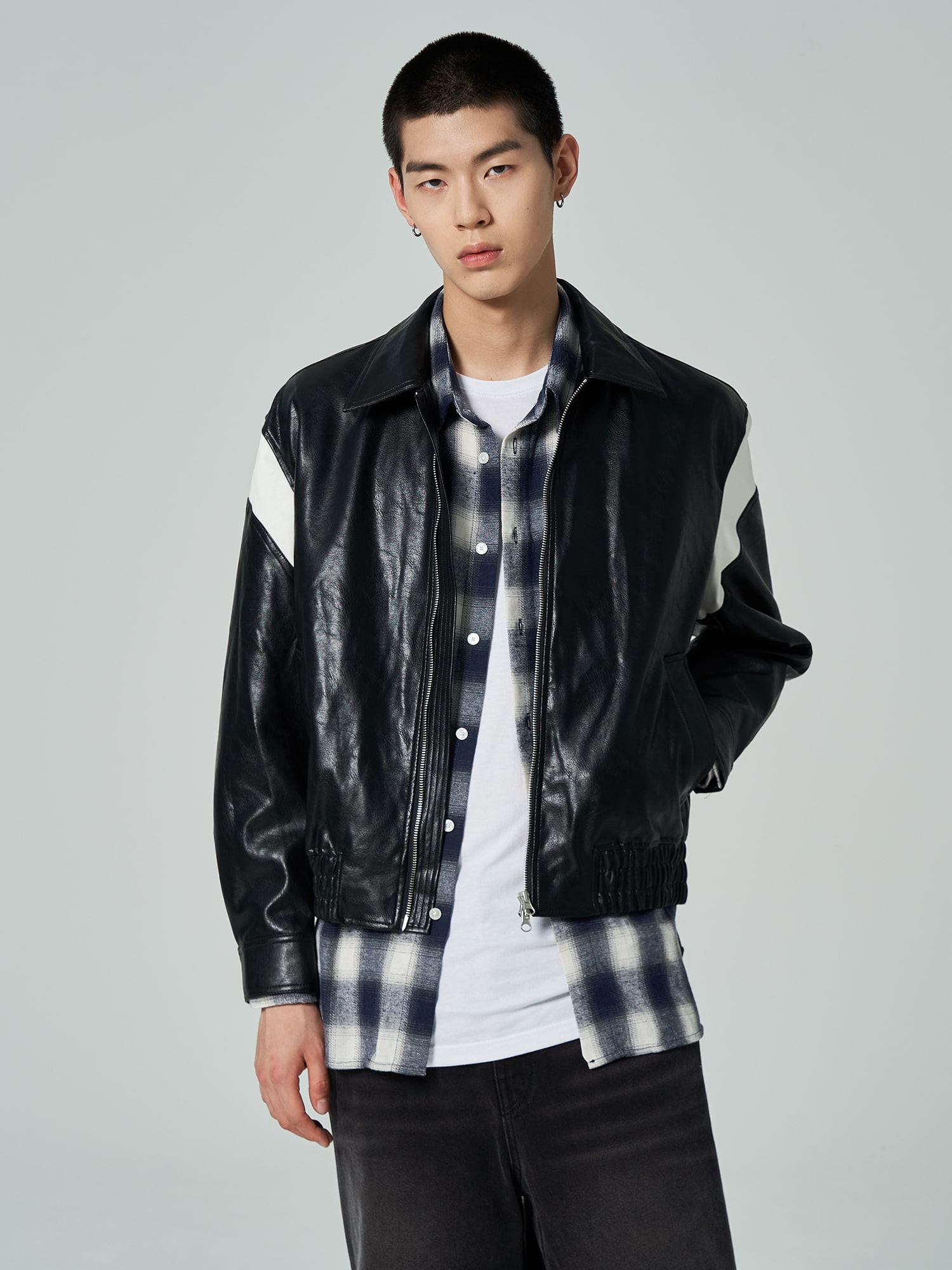 에잇세컨즈 에잇세컨즈 항공 점퍼 블루종 MA-1 배색 포인트 페이크레더 45393ZNQ65