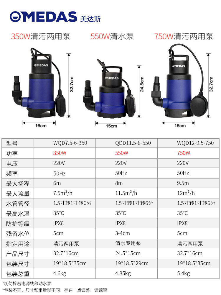 05마력 양수기 수중펌프 220V 자동 10m벨트 농업용 소형 모터 오수 배수 펌프 350W 하수