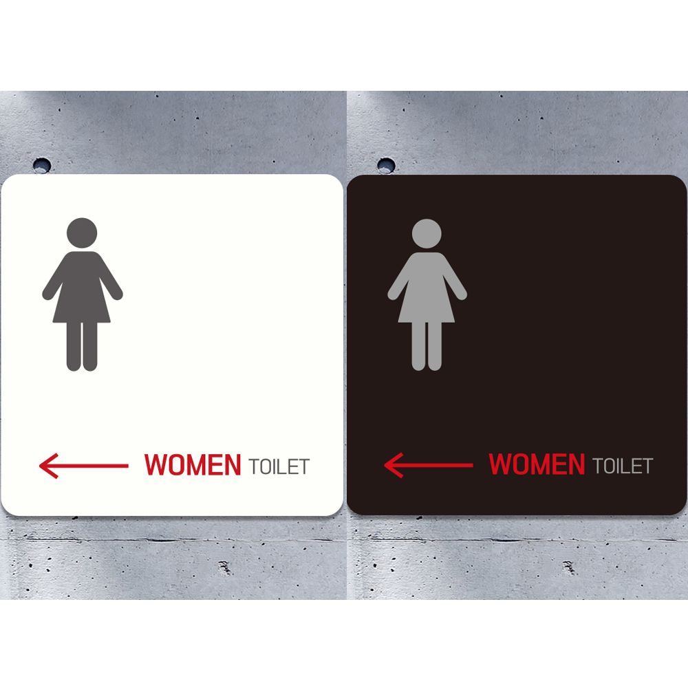 WOMEN TOILET 왼쪽화살표1 부착형 사각안내판 알림판