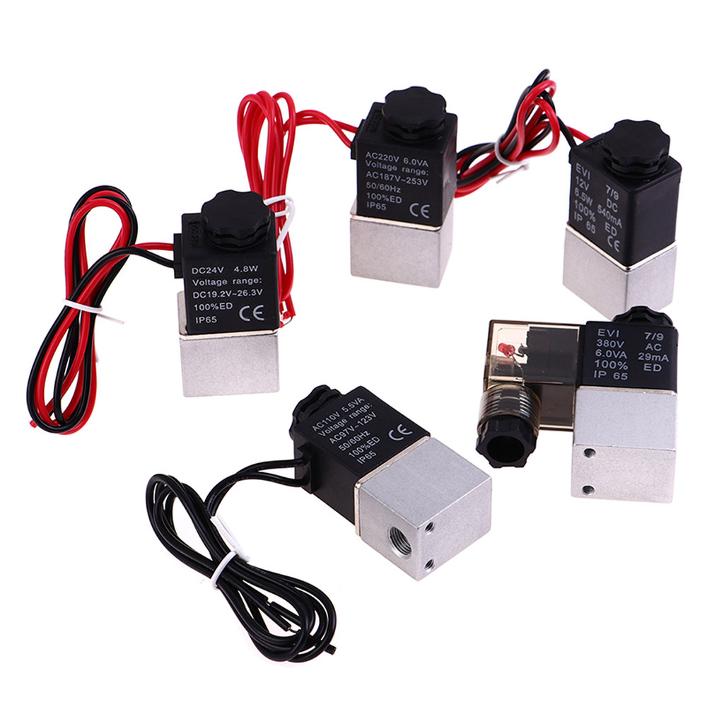 1PC 12V 24V 220V 솔레노이드 밸브 공기 가스 양방향 개방 직접 작동 공압