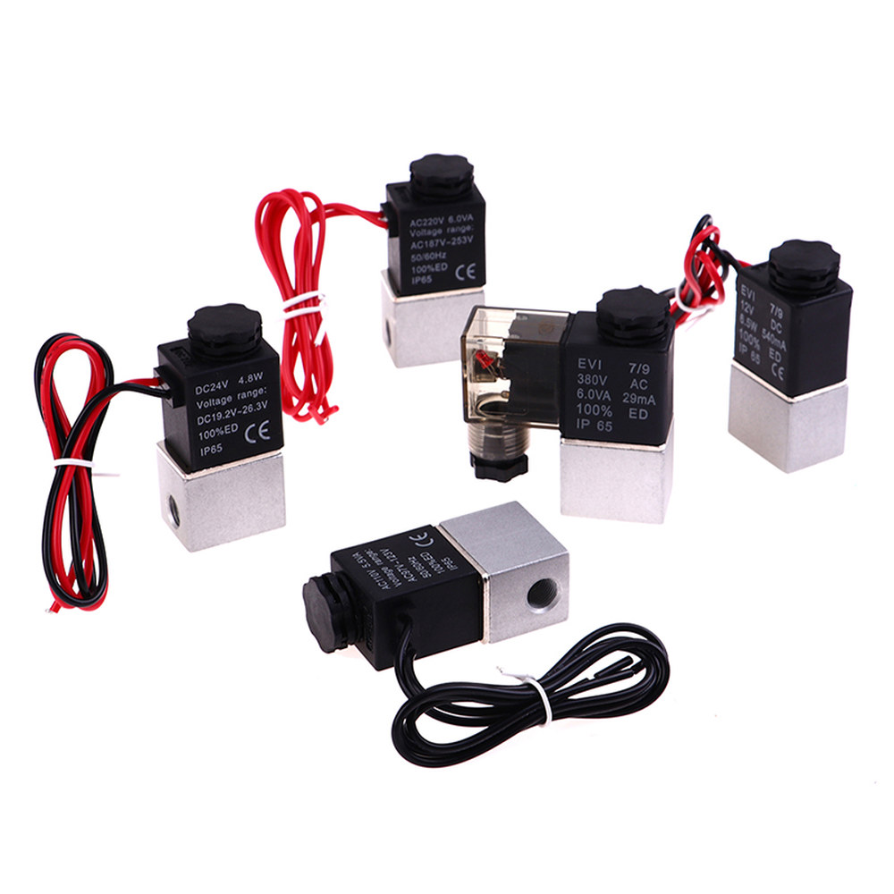 1PC 12V 24V 220V 솔레노이드 밸브 공기 가스 양방향 개방 직접 작동 공압