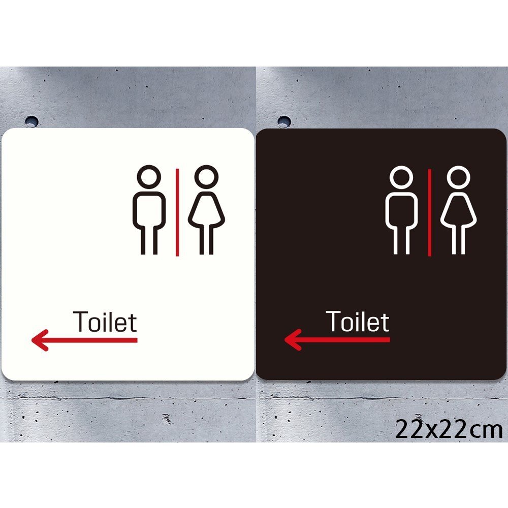 Toilet 왼쪽화살표2 부착형 정사각안내판