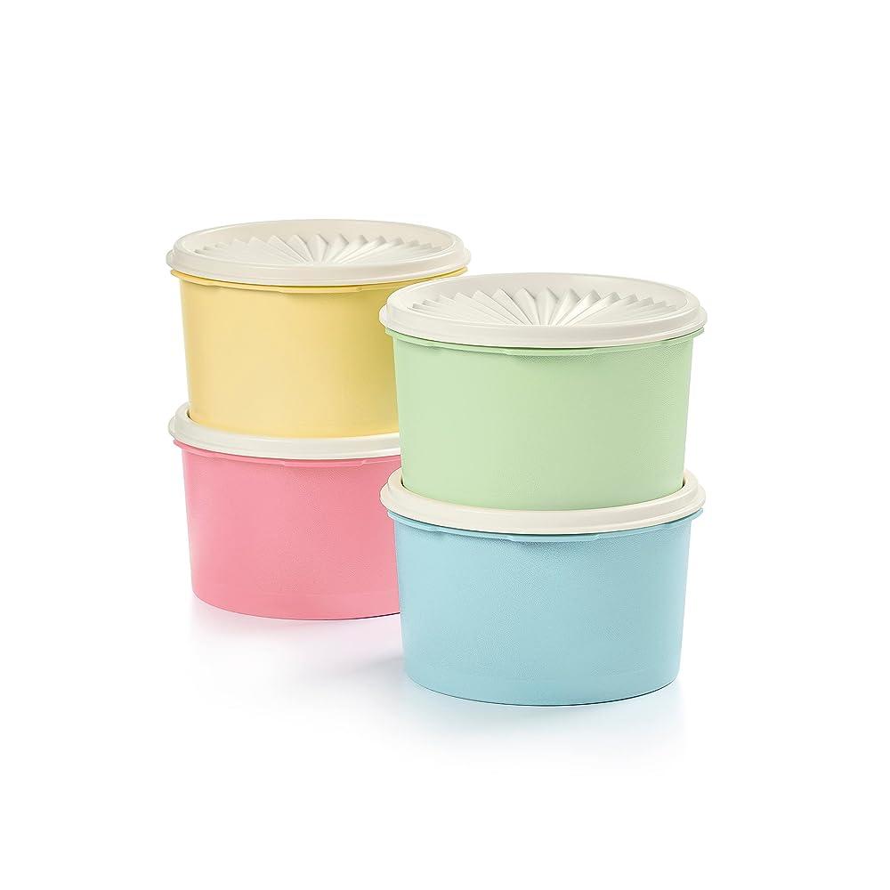 타파웨어 Tupperware Heritage Collection 빈티지 색상의 8피스 식품 보관 용기 세트 식 4 Short Canister Set - Heritage Multicolor
