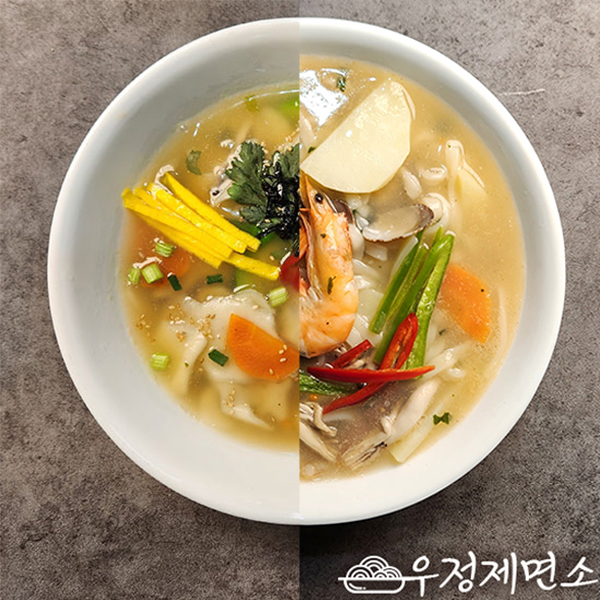우정제면소 맑은해물맛 칼국수6인분 수제비6인분 면1kg 수제비1kg 스프12봉
