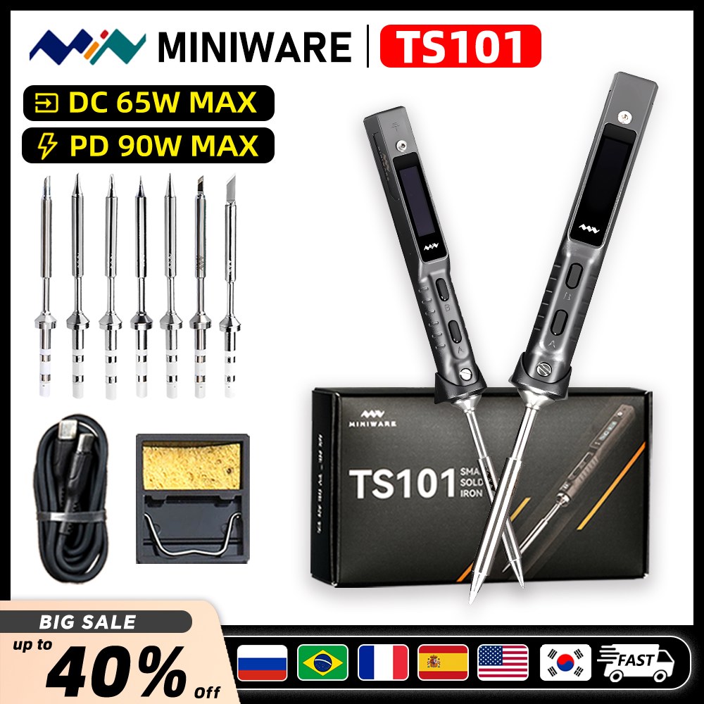 TS101 전기 원래 납땜 인두 조정 가능한 온도 USB 휴대용 디지털 용접 스테이션 90W Miniware TS