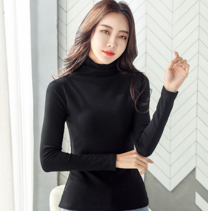 긱본 디자인 겨울 기모 안감 쫀쫀 여성 목폴라 티셔츠