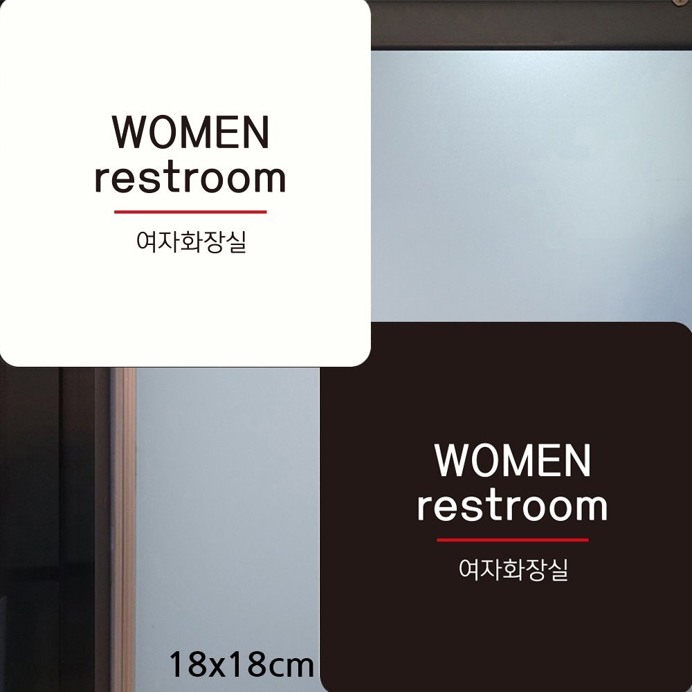 WOMEN restroom 부착형 정사각안내판