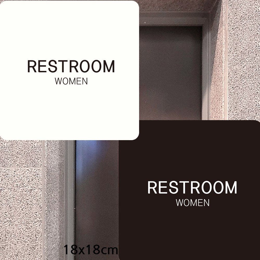 RESTROOM WOMEN 부착형 정사각안내판