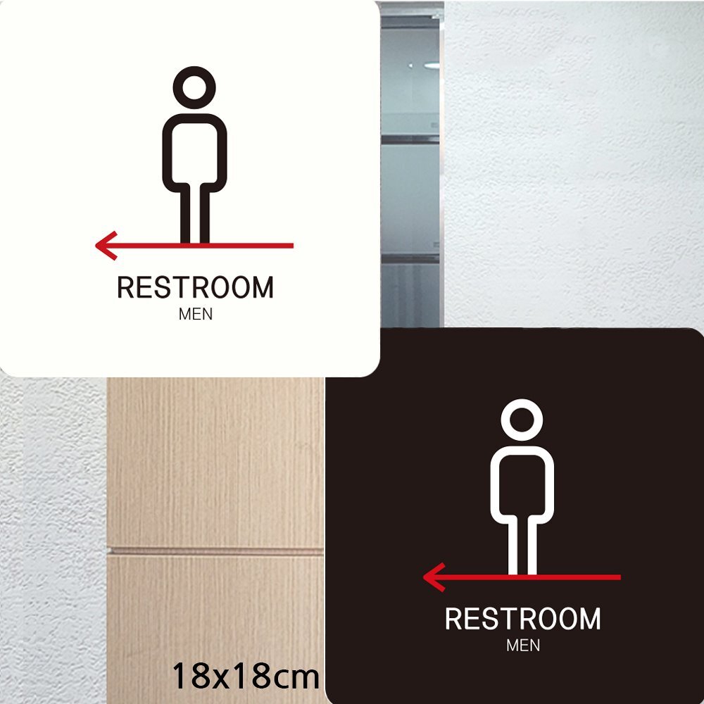 RESTROOM MEN 왼쪽2 부착형 정사각안내판