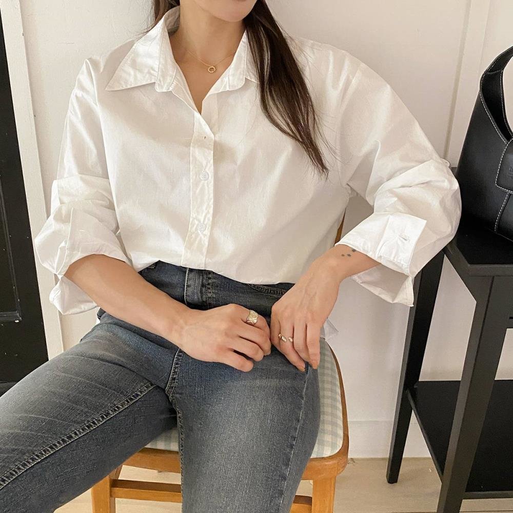 여자 카라넥 데일리 민무늬 클래식 셔츠 11238684