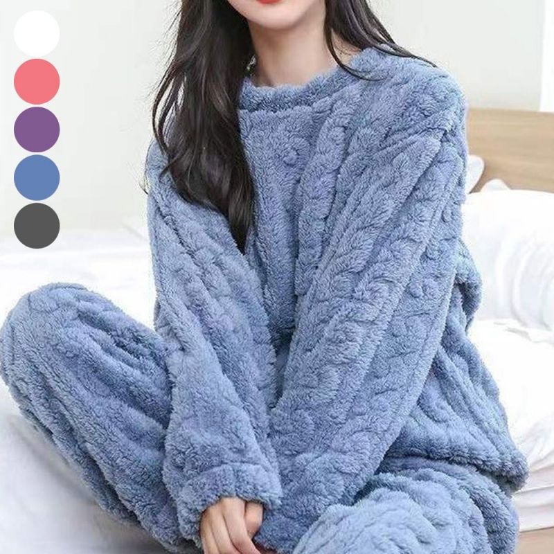 여성 겨울 극세사 꽈배기 수면바지 시보리 잠옷바지