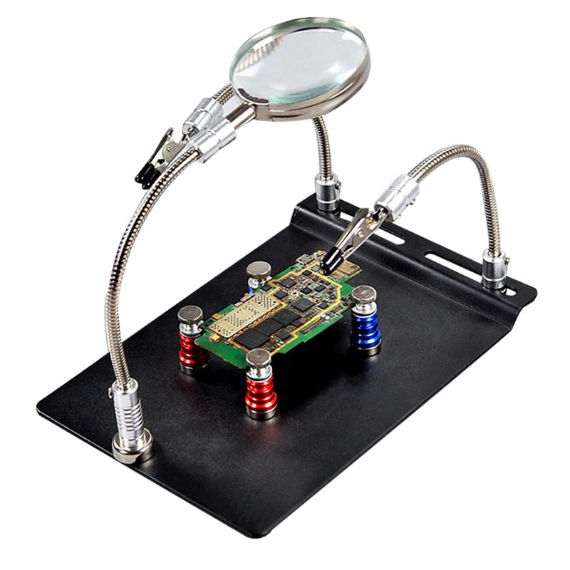 납땜스탠드 납땜 거치대 장치 회로 PCB 작업대 인두기 확대경