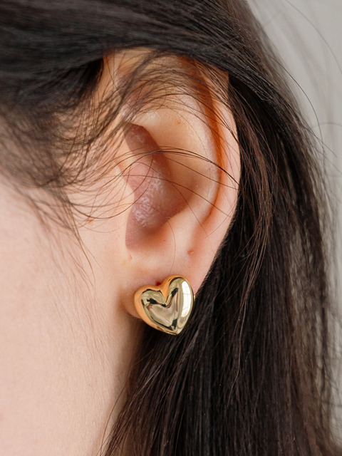 스칼렛또 스칼렛또 Volume Heart One-Touch Earrings CKE103
