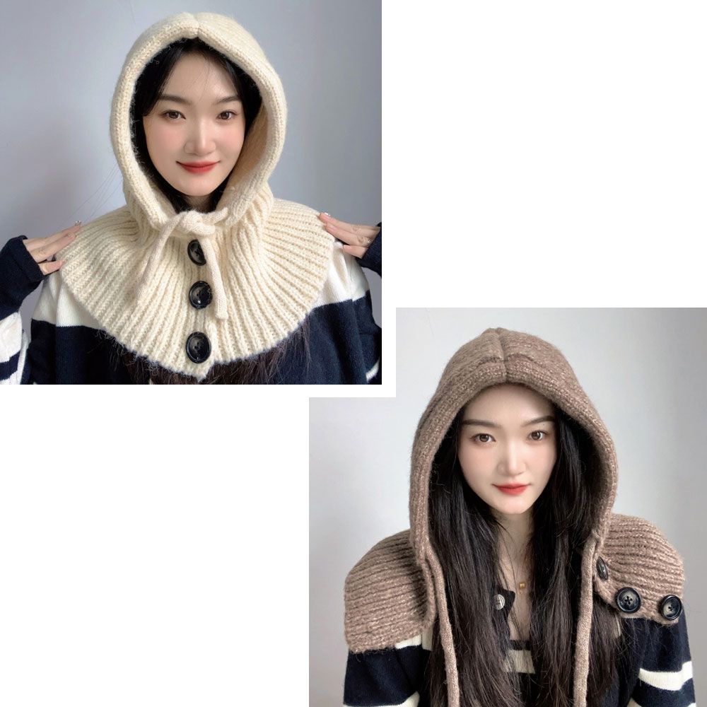 따뜻한 니트 후드 넥워머 여성 겨울모자 머플러