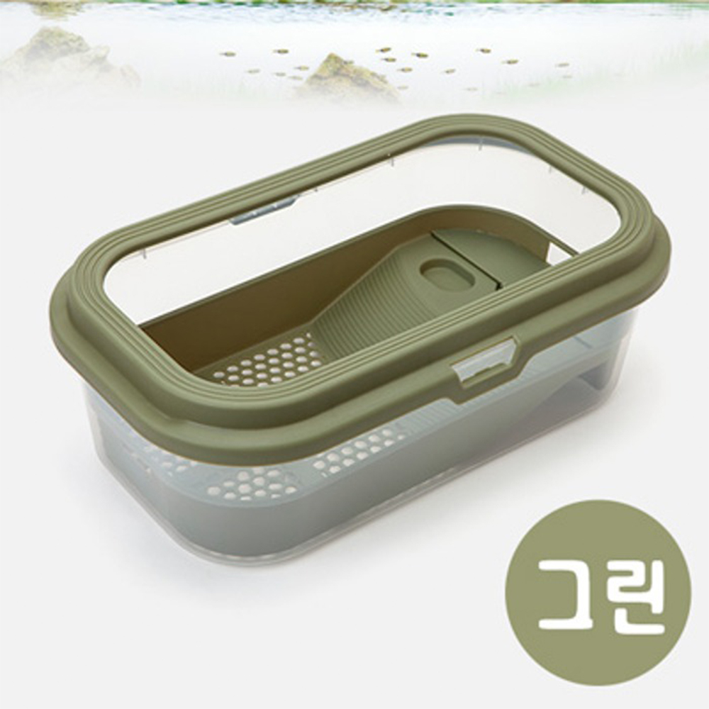 거북이 터틀케이지 오픈사육장 어항 L 그린 수족관