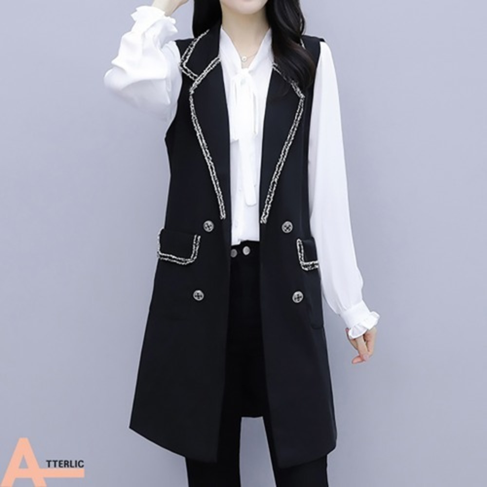 아뗄릭 빈티지 라인 더블 카라 버튼 포켓 01304
