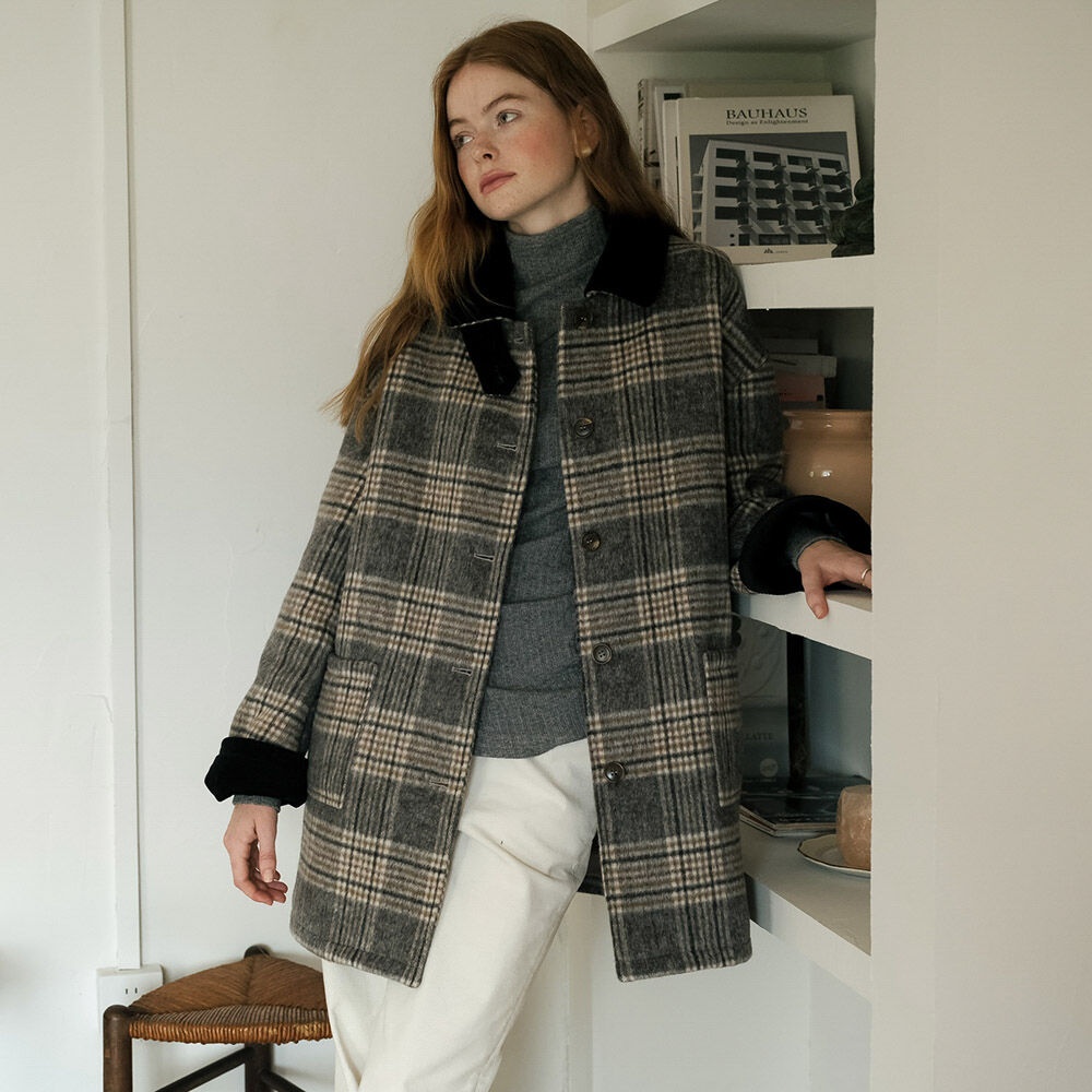 쎄무아듀 쎄무아듀 Cest Plaid tweed wool coat