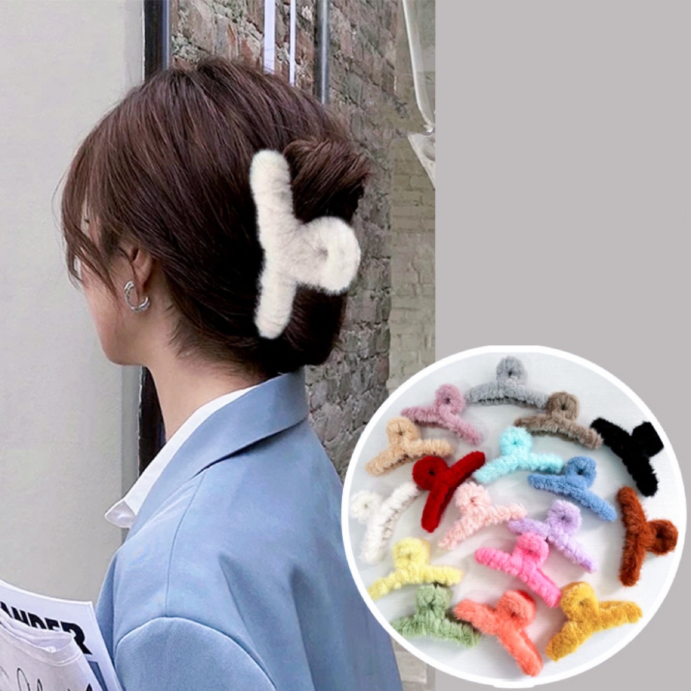 Ludia 겨울 털 헤어 집게핀 퍼 밍크 올림머리 집게핀