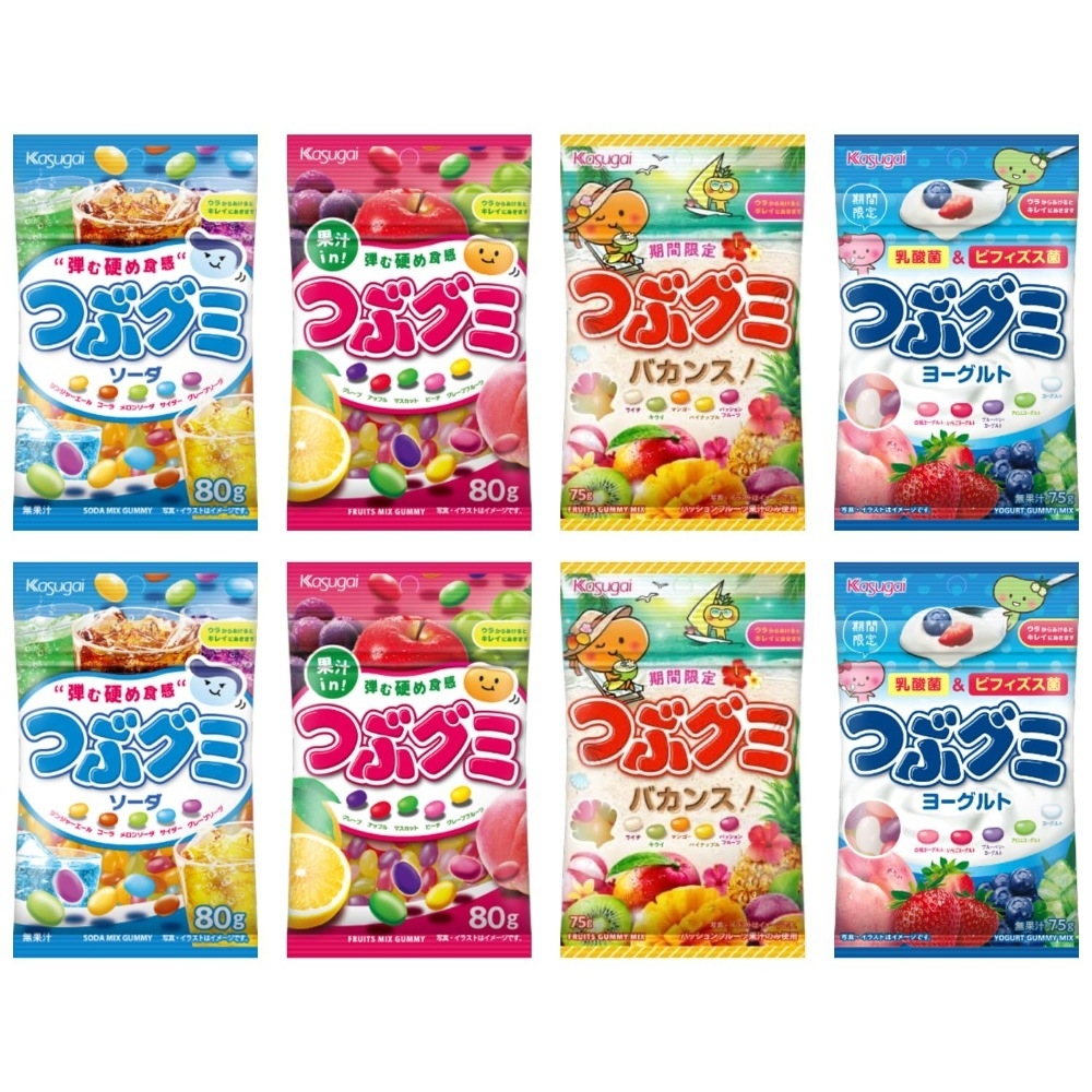 카스가이 카스가이 쯔부구미 4종 8개 요거트 애플망고젤리 리치 키위 소다 일본젤리
