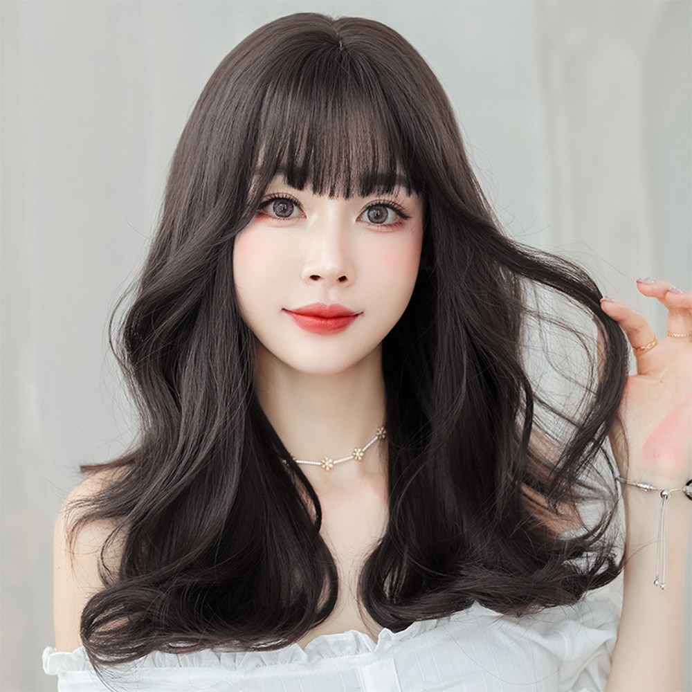 하이유니 테레사 웨이브펌 긴머리 통가발 커피브라운 - 통가발 거치대 헤어망 1개