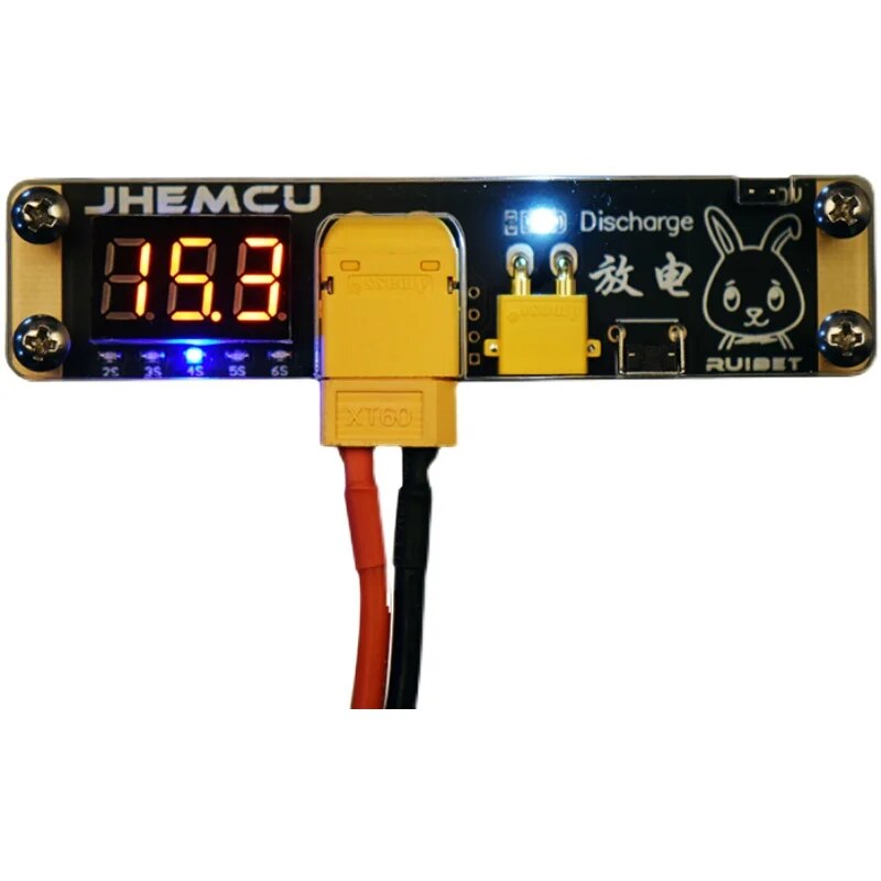 JHEMCU Ruibet LIPO 방전기 모듈 2-6S 내장 LED 표시기 3 8V 0V RC XT30 배터리 스크랩