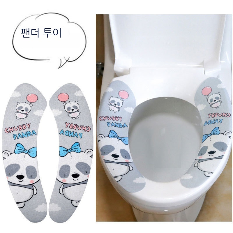 MEIISEO화장실 변기 시트 커버 점착식 간편 세척 사계절공용 팬더 투어 1개