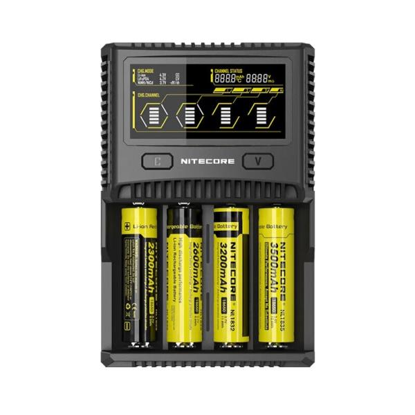 NITECORE-지능형 고속 충전 SC4 4개 슬롯 6A 뛰어난 충전기 총 출력 호환 IMR 18650 14450 16340 AA 호환 배터리