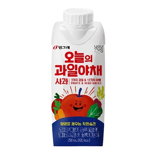 자연과사람들 빙그레 오늘의 과일야채 사과 250ml